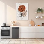 cuadro canvas floral y botanico hoja cobre estilo contemporaneo