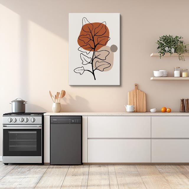 cuadro canvas floral y botanico hoja cobre estilo contemporaneo