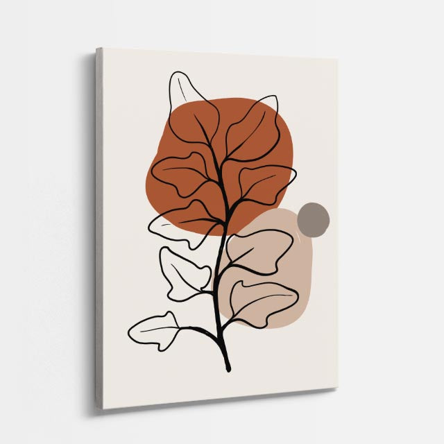 cuadro canvas floral y botanico hoja cobre estilo contemporaneo