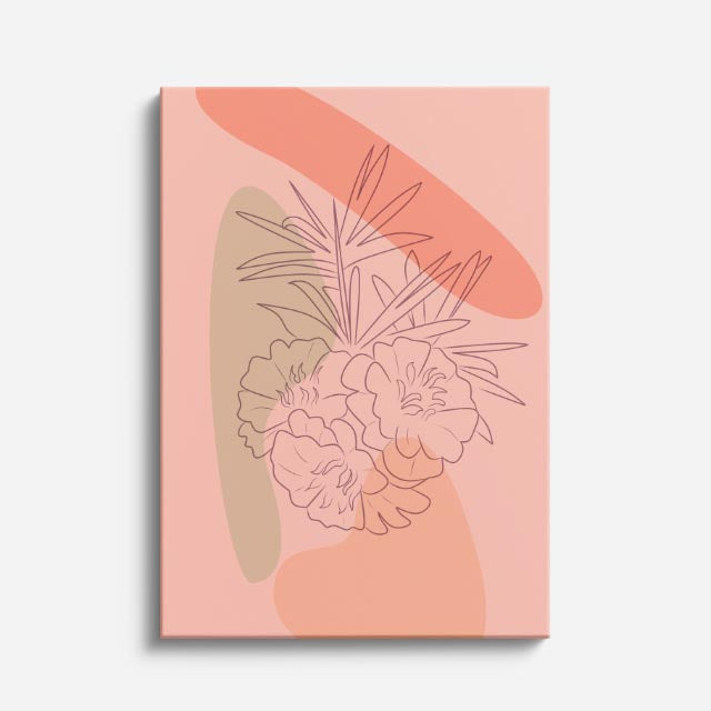 cuadro canvas floral y botanico bouquet coral estilo contemporaneo