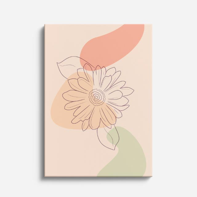 cuadro canvas floral y botanico margarita durazno estilo contemporaneo