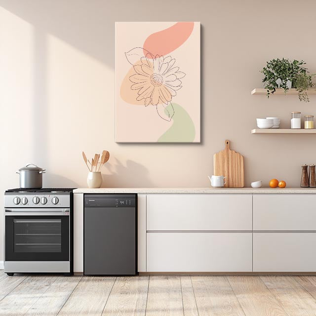 cuadro canvas floral y botanico margarita durazno estilo contemporaneo