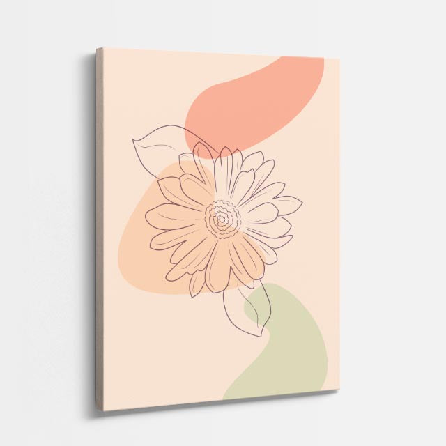 cuadro canvas floral y botanico margarita durazno estilo contemporaneo