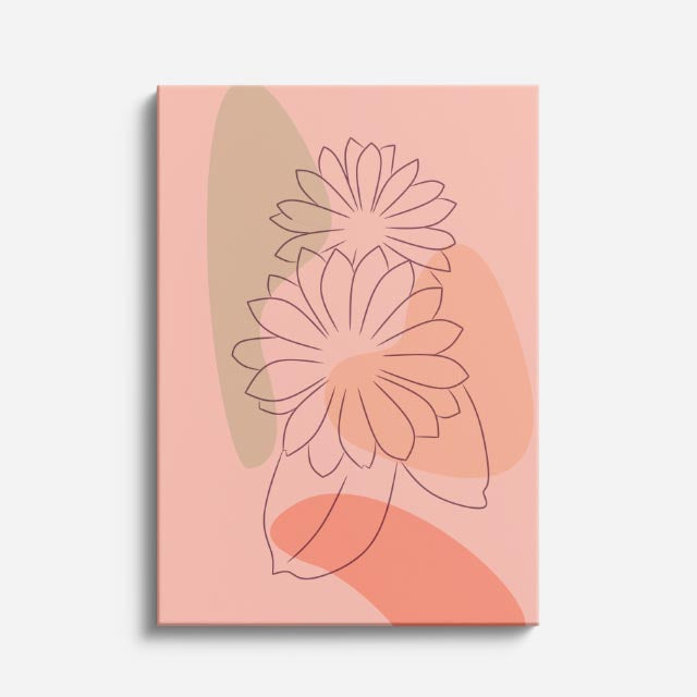 cuadro canvas floral y botanico margaritas coral estilo contemporaneo