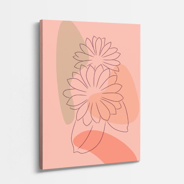 cuadro canvas floral y botanico margaritas coral estilo contemporaneo