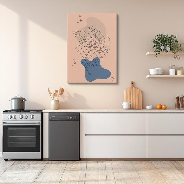 cuadro canvas floral y botanico peonia terracota estilo contemporaneo