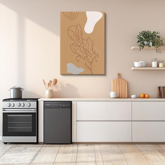 cuadro canvas floral y botanico botanica ocre estilo contemporaneo