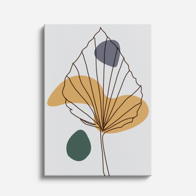 cuadro canvas floral y botanico hoja mostaza estilo contemporaneo