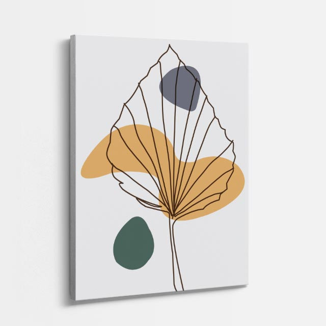 cuadro canvas floral y botanico hoja mostaza estilo contemporaneo