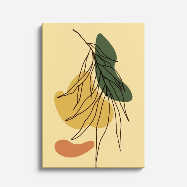 cuadro canvas floral y botanico hojas ocre estilo contemporaneo