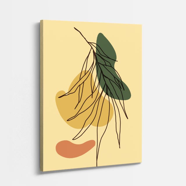 cuadro canvas floral y botanico hojas ocre estilo contemporaneo