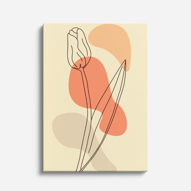 cuadro canvas floral y botanico tulipan coral estilo contemporaneo