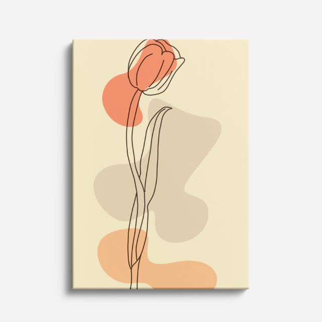 cuadro canvas floral y botanico tulipan durazno estilo contemporaneo