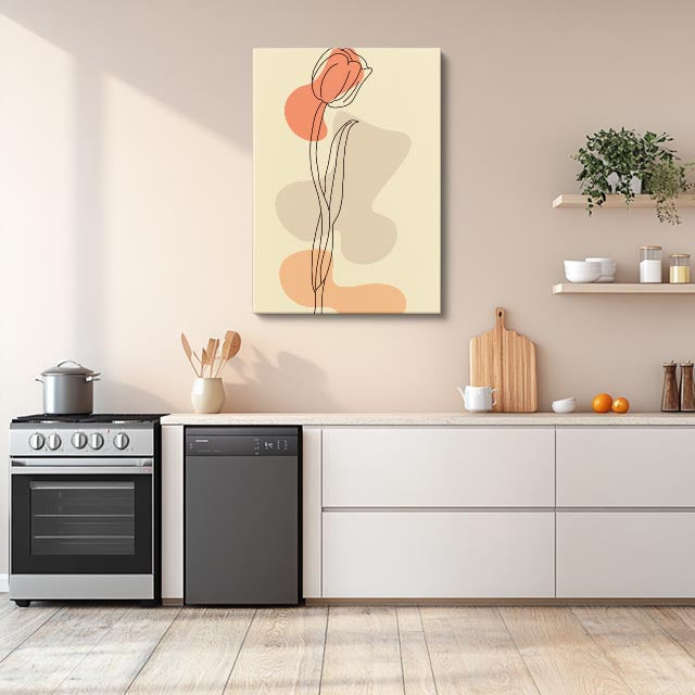 cuadro canvas floral y botanico tulipan durazno estilo contemporaneo