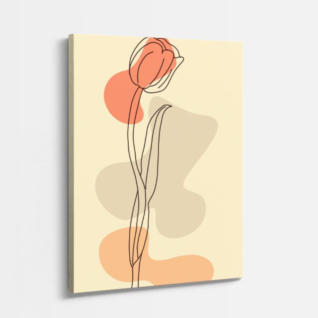 cuadro canvas floral y botanico tulipan durazno estilo contemporaneo