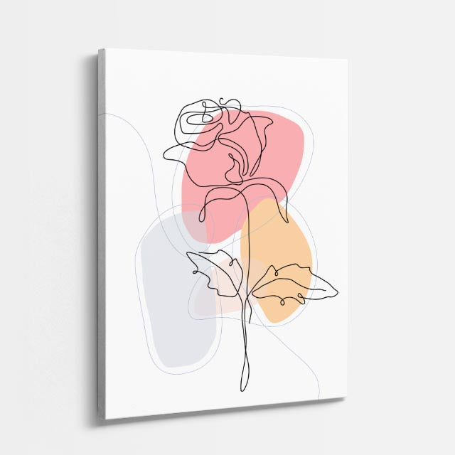 cuadro canvas floral y botanico rosa contorno estilo contemporaneo