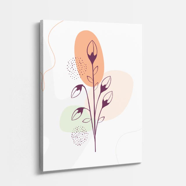 cuadro canvas floral y botanico tallo malva estilo contemporaneo