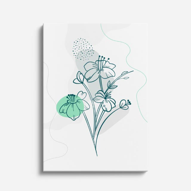 cuadro canvas floral y botanico ramillete menta estilo contemporaneo