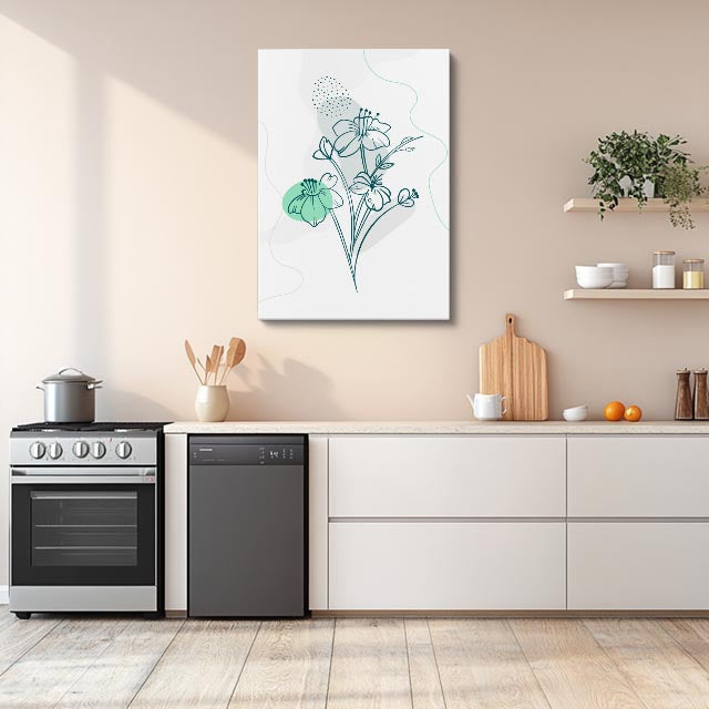 cuadro canvas floral y botanico ramillete menta estilo contemporaneo
