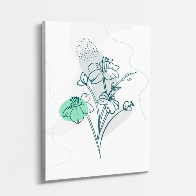 cuadro canvas floral y botanico ramillete menta estilo contemporaneo
