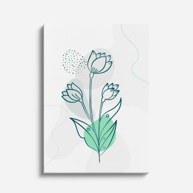 cuadro canvas floral y botanico tulipanes aqua estilo contemporaneo