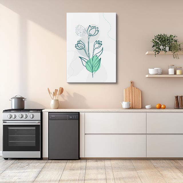 cuadro canvas floral y botanico tulipanes aqua estilo contemporaneo