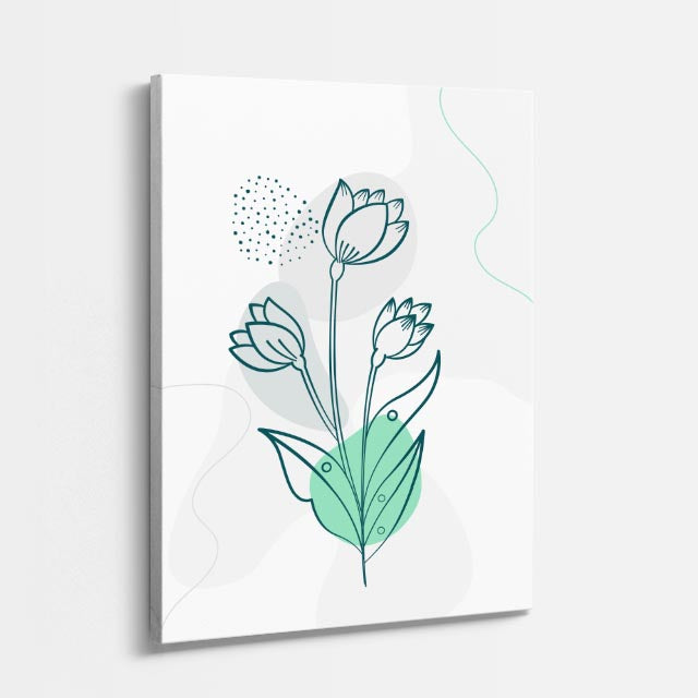 cuadro canvas floral y botanico tulipanes aqua estilo contemporaneo