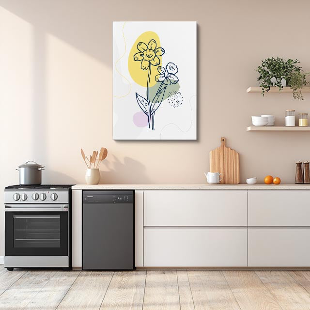 cuadro canvas floral y botanico narciso solar estilo contemporaneo