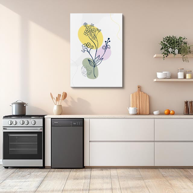cuadro canvas floral y botanico mimosa pastel estilo contemporaneo