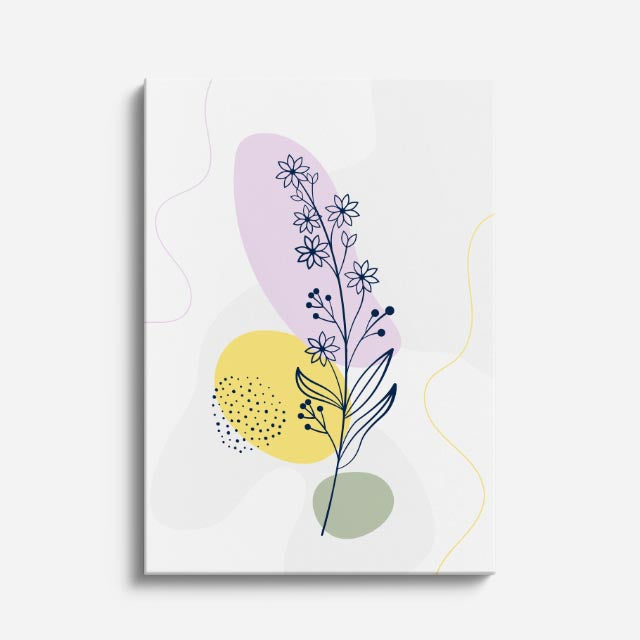 cuadro canvas floral y botanico lavanda dorada estilo contemporaneo
