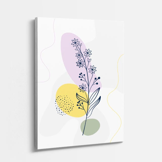 cuadro canvas floral y botanico lavanda dorada estilo contemporaneo