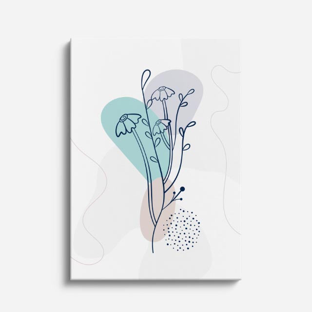 cuadro canvas floral y botanico campanilla celeste estilo contemporaneo