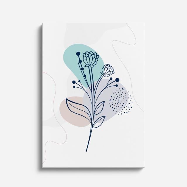 cuadro canvas floral y botanico rama celeste estilo contemporaneo