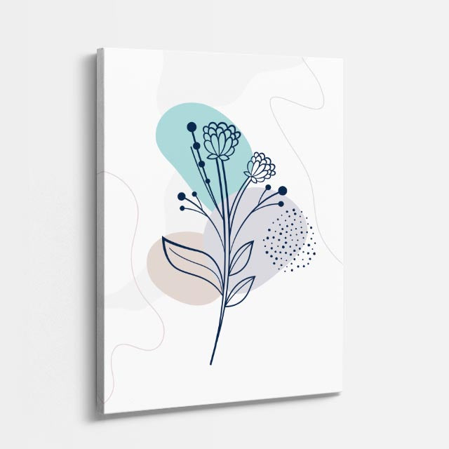 cuadro canvas floral y botanico rama celeste estilo contemporaneo
