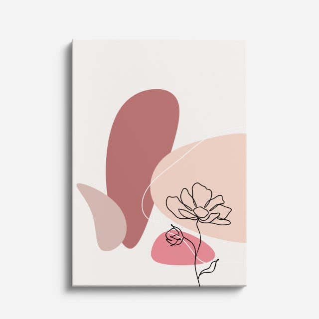 cuadro canvas floral y botanico capullo coral estilo contemporaneo