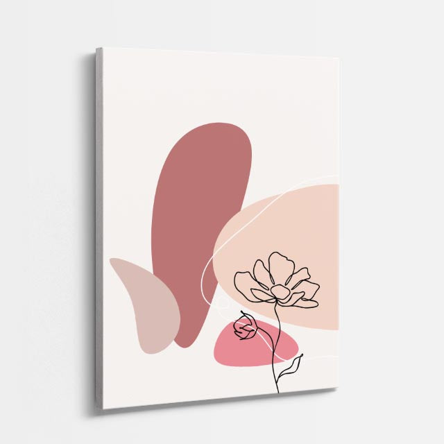 cuadro canvas floral y botanico capullo coral estilo contemporaneo