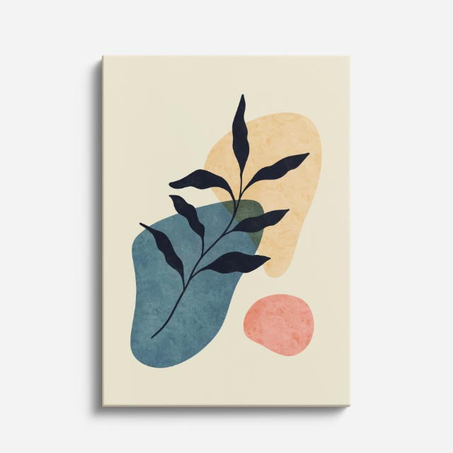 cuadro canvas floral y botanico hoja indigo estilo contemporaneo