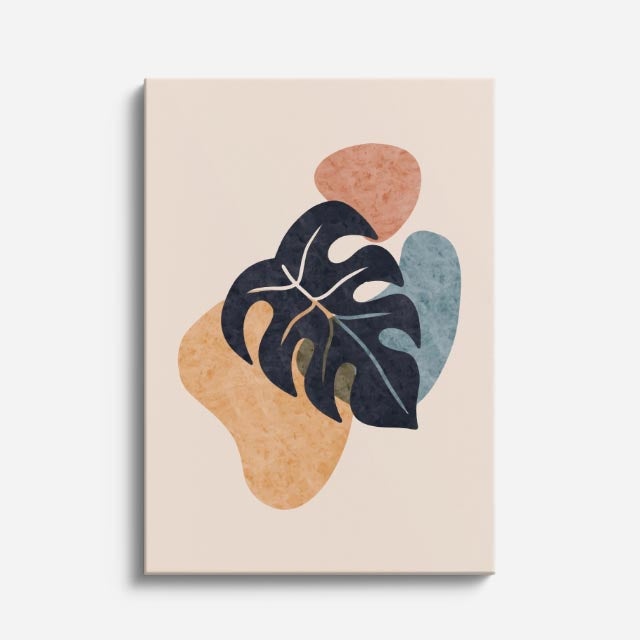 cuadro canvas floral y botanico monstera coral estilo contemporaneo