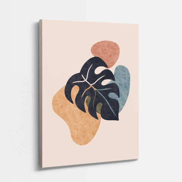 cuadro canvas floral y botanico monstera coral estilo contemporaneo