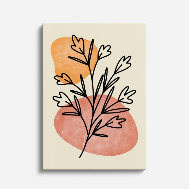 cuadro canvas floral y botanico rama terracota estilo contemporaneo