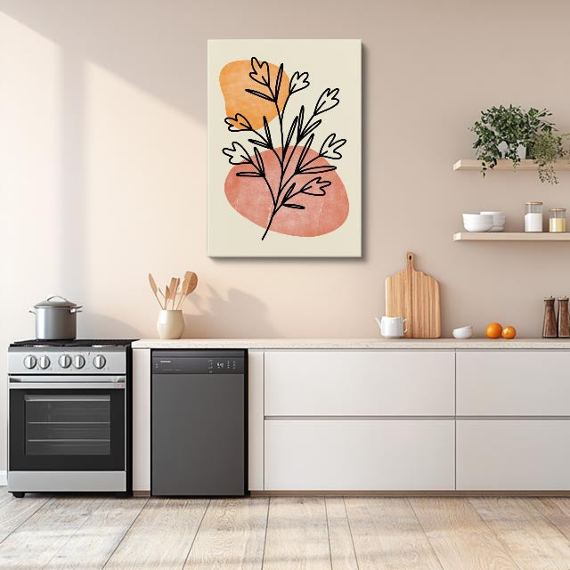 cuadro canvas floral y botanico rama terracota estilo contemporaneo