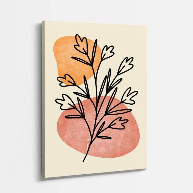 cuadro canvas floral y botanico rama terracota estilo contemporaneo