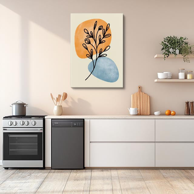 cuadro canvas floral y botanico tallo otonal estilo contemporaneo