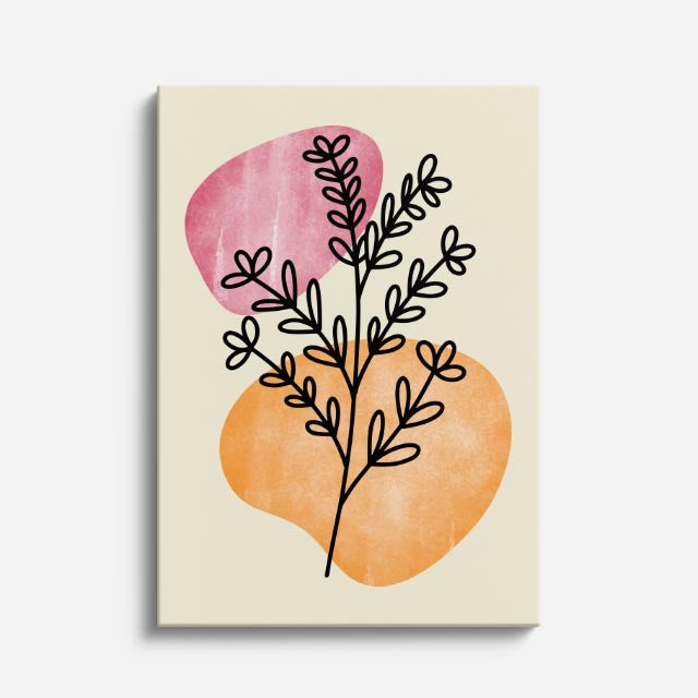cuadro canvas floral y botanico rama de ocre estilo contemporaneo