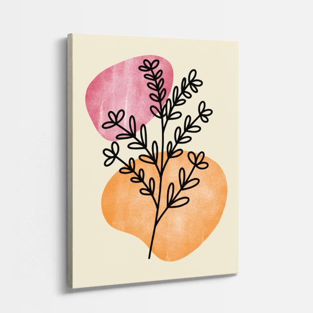 cuadro canvas floral y botanico rama de ocre estilo contemporaneo