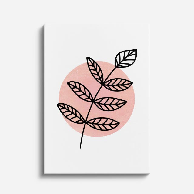 cuadro canvas floral y botanico hojas rosadas estilo contemporaneo