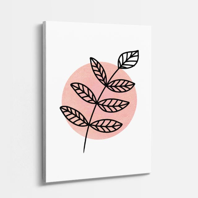 cuadro canvas floral y botanico hojas rosadas estilo contemporaneo