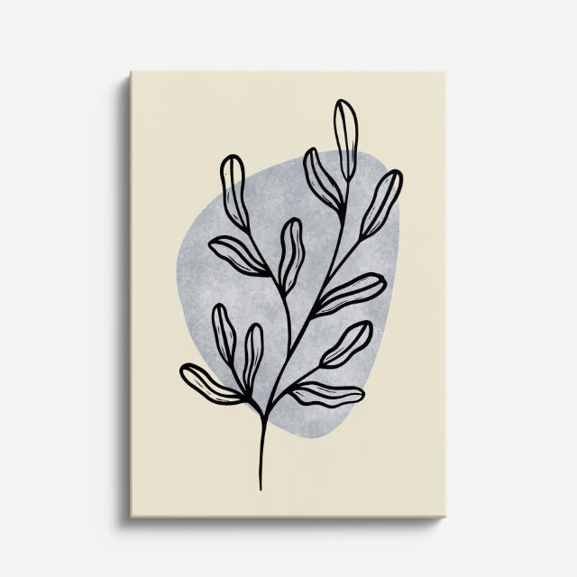 cuadro canvas floral y botanico rama azulada estilo contemporaneo