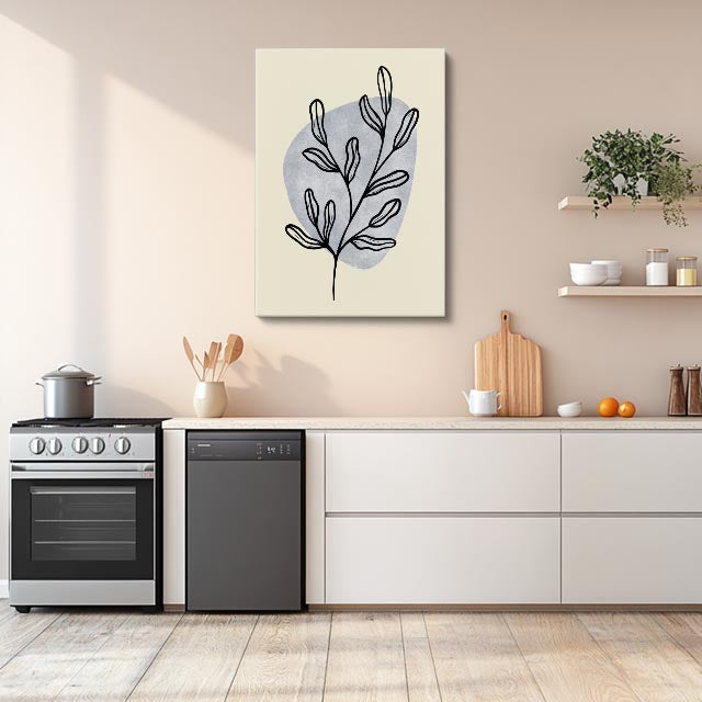cuadro canvas floral y botanico rama azulada estilo contemporaneo