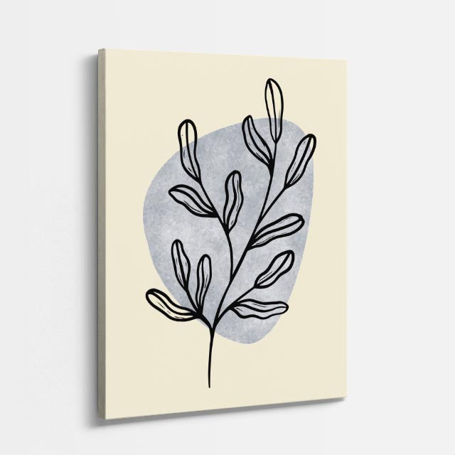 cuadro canvas floral y botanico rama azulada estilo contemporaneo